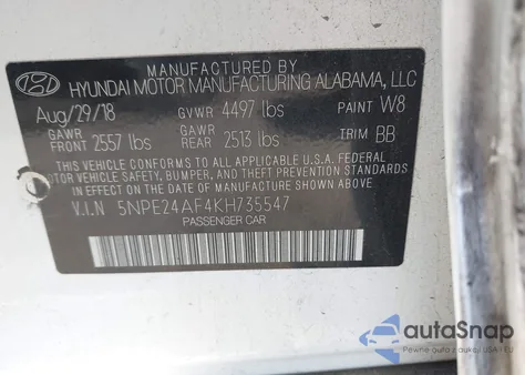 2019 Hyundai Sonata Se из США, поврежденный, VIN 5NPE24AF4KH735547